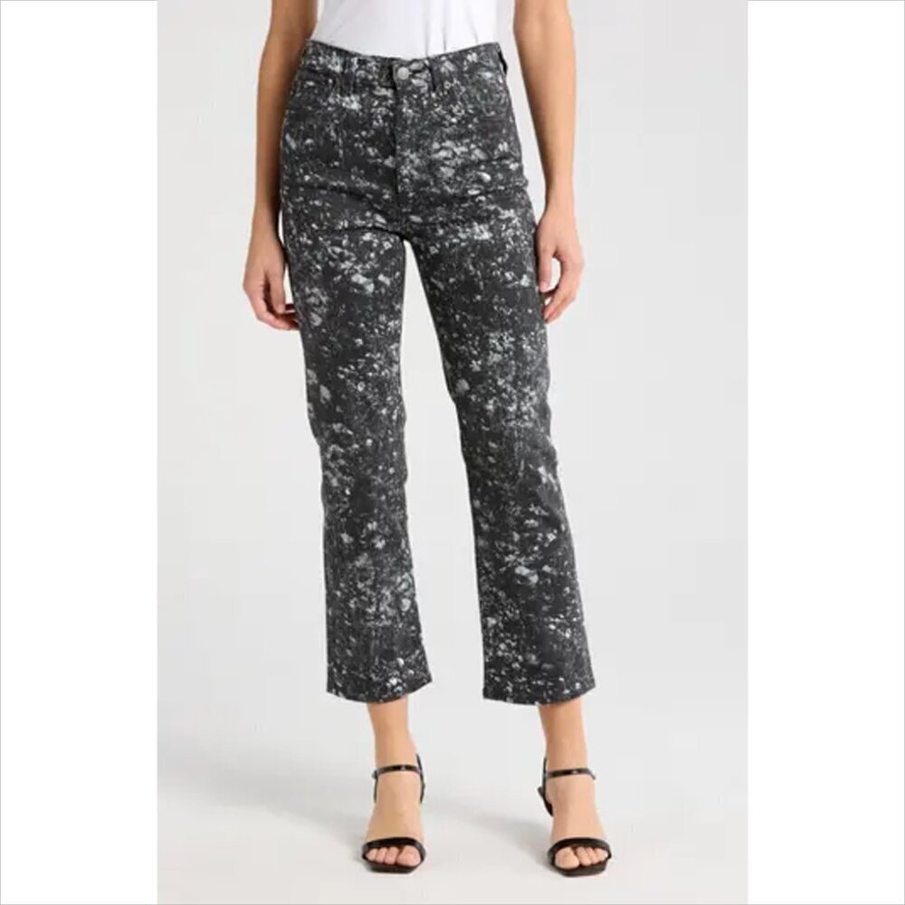 AG Adriano Goldschmied Alexxis Cropped jeans black floral straight leg new 26